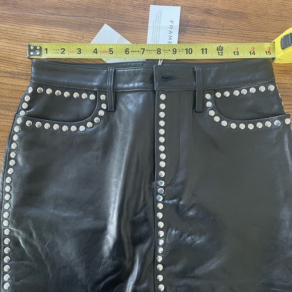 Frame studded black leather mini skirt Size 27 - Picture 6 of 10